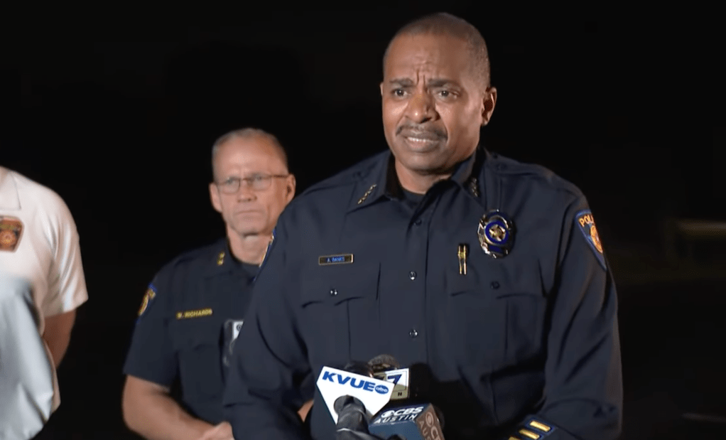 Round Rock Police Chief Allen Banks gives an update on the shooting early Sunday morning.